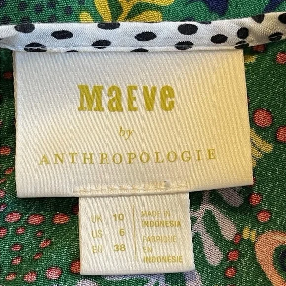 Anthropologie Maeve mini green printed floral dress Size 6 - Picture 4 of 8